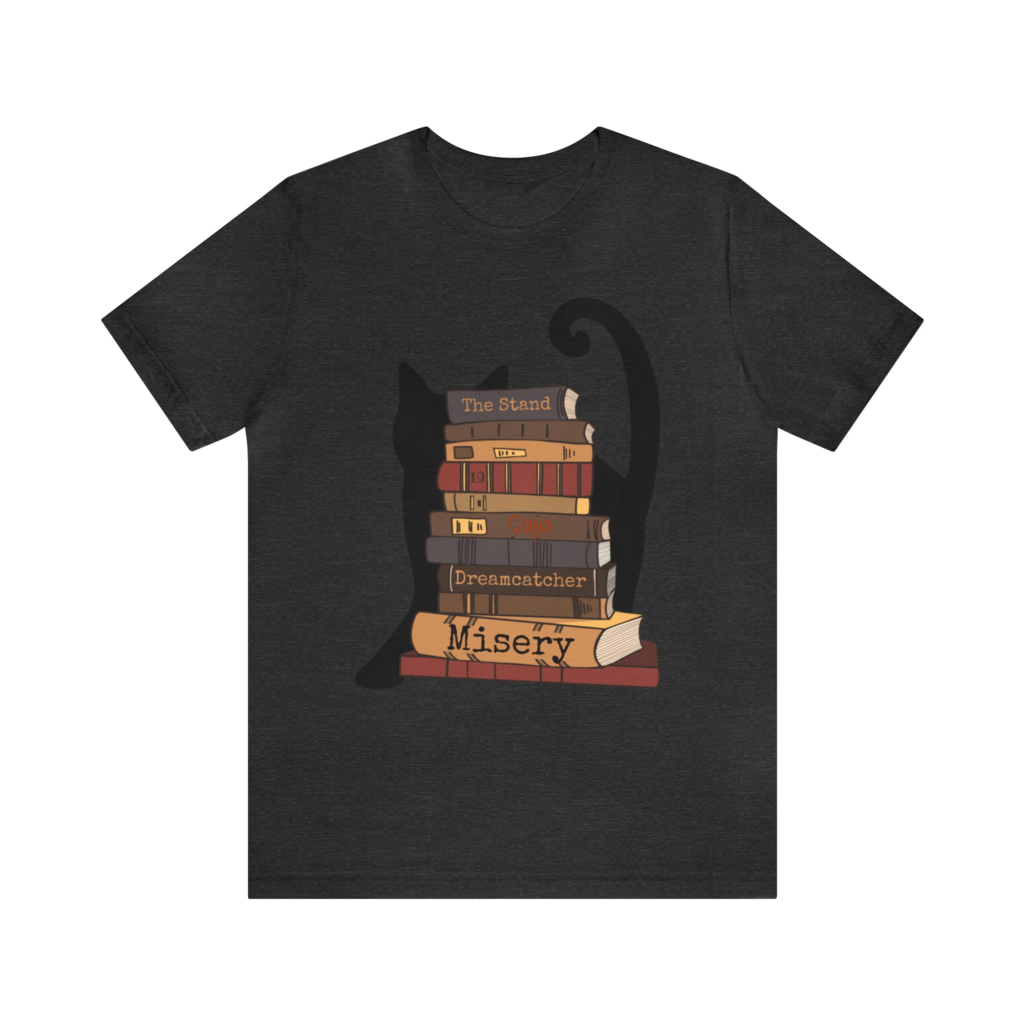 Bookish Cat Short Sleeve Tee, Stephen King Fan T Shirt, Constant Reader Gift For Cat Lover