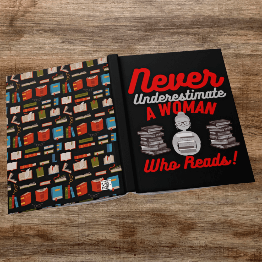 Never Underestimate A Woman Who Reads Hardcover Journal Matte