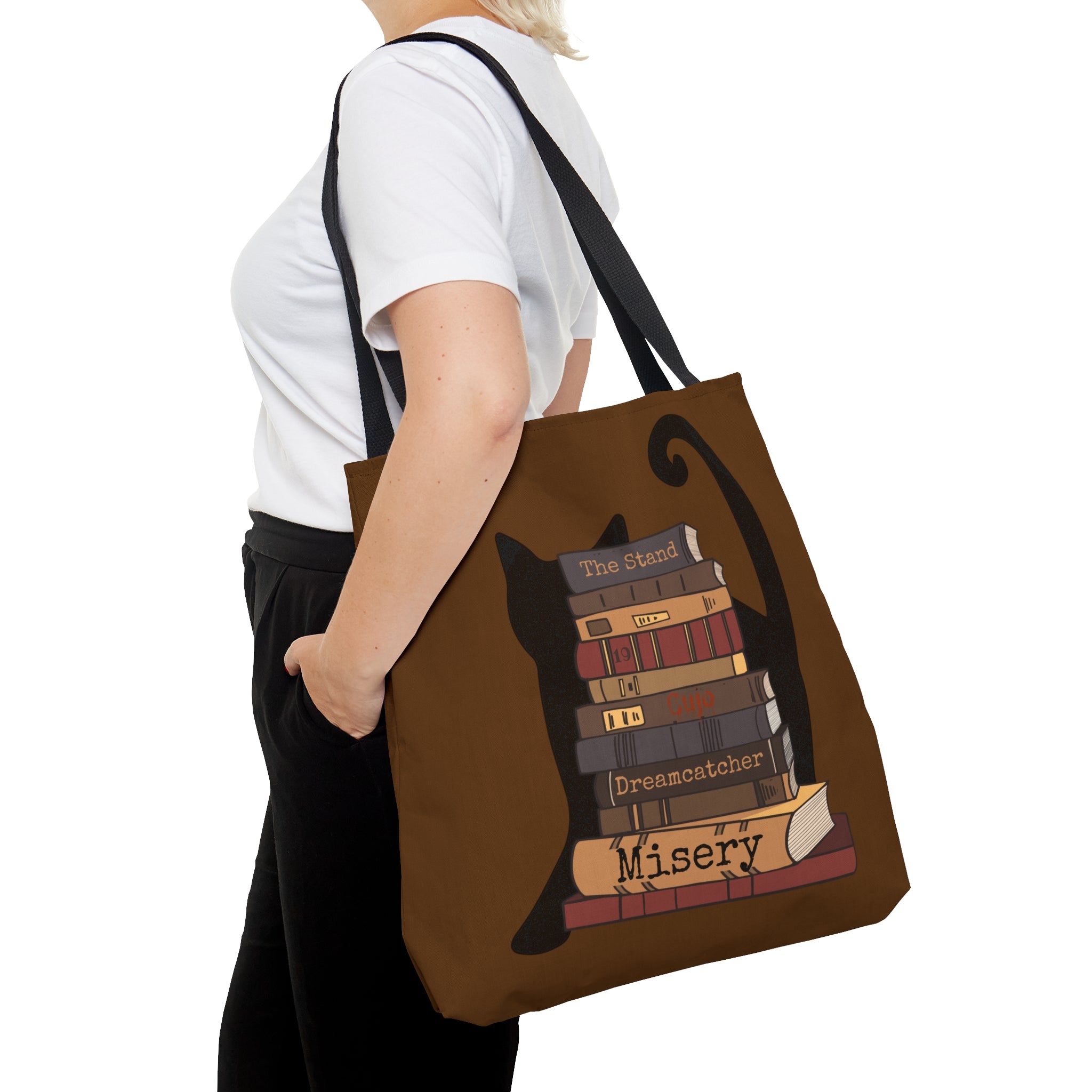 Bookish Black Cat Tote Bag for Stephen King Fans