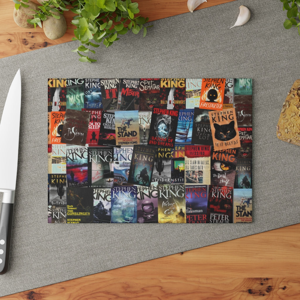 Stephen King Book Covers Glass Cutting Board