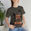 Bookish Cat Short Sleeve Tee, Stephen King Fan T Shirt, Constant Reader Gift For Cat Lover