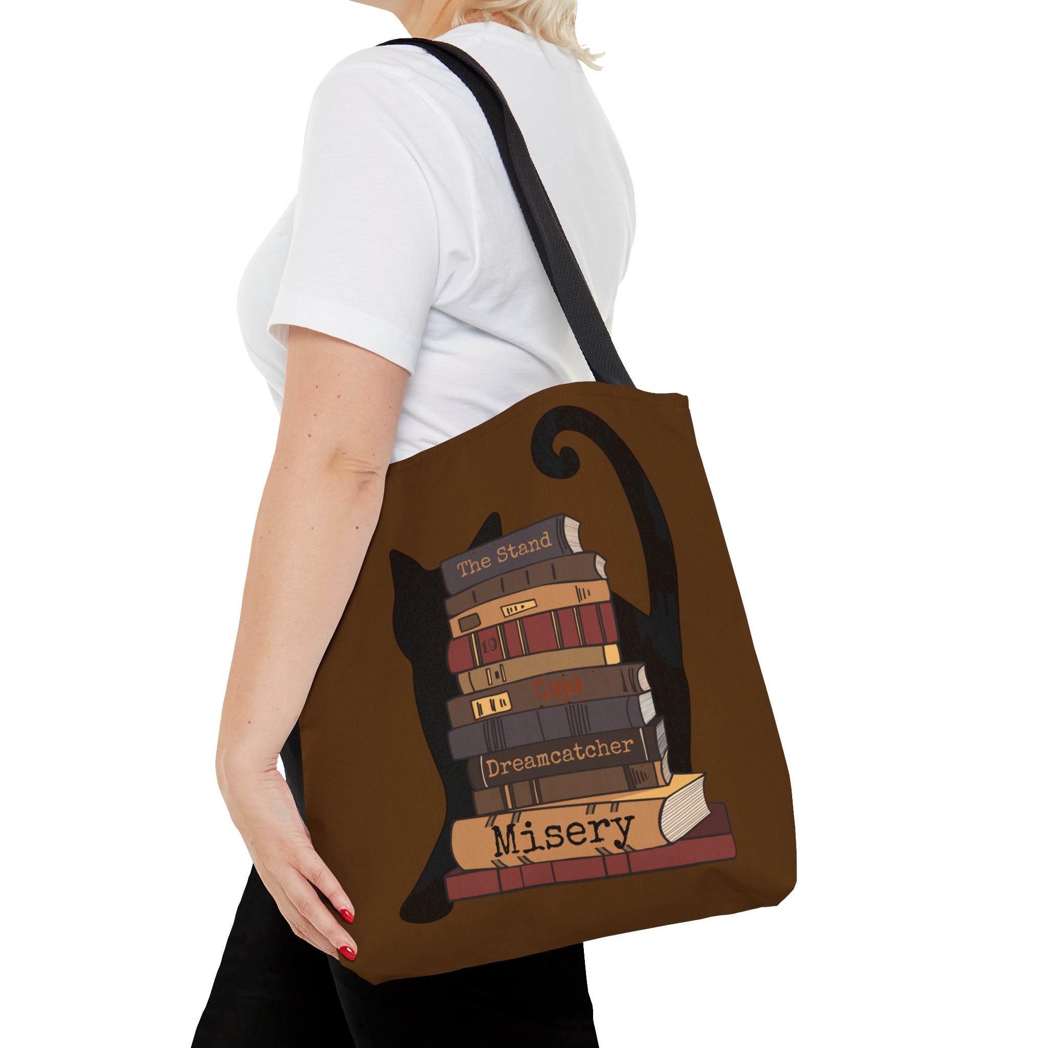 Bookish Black Cat Tote Bag for Stephen King Fans