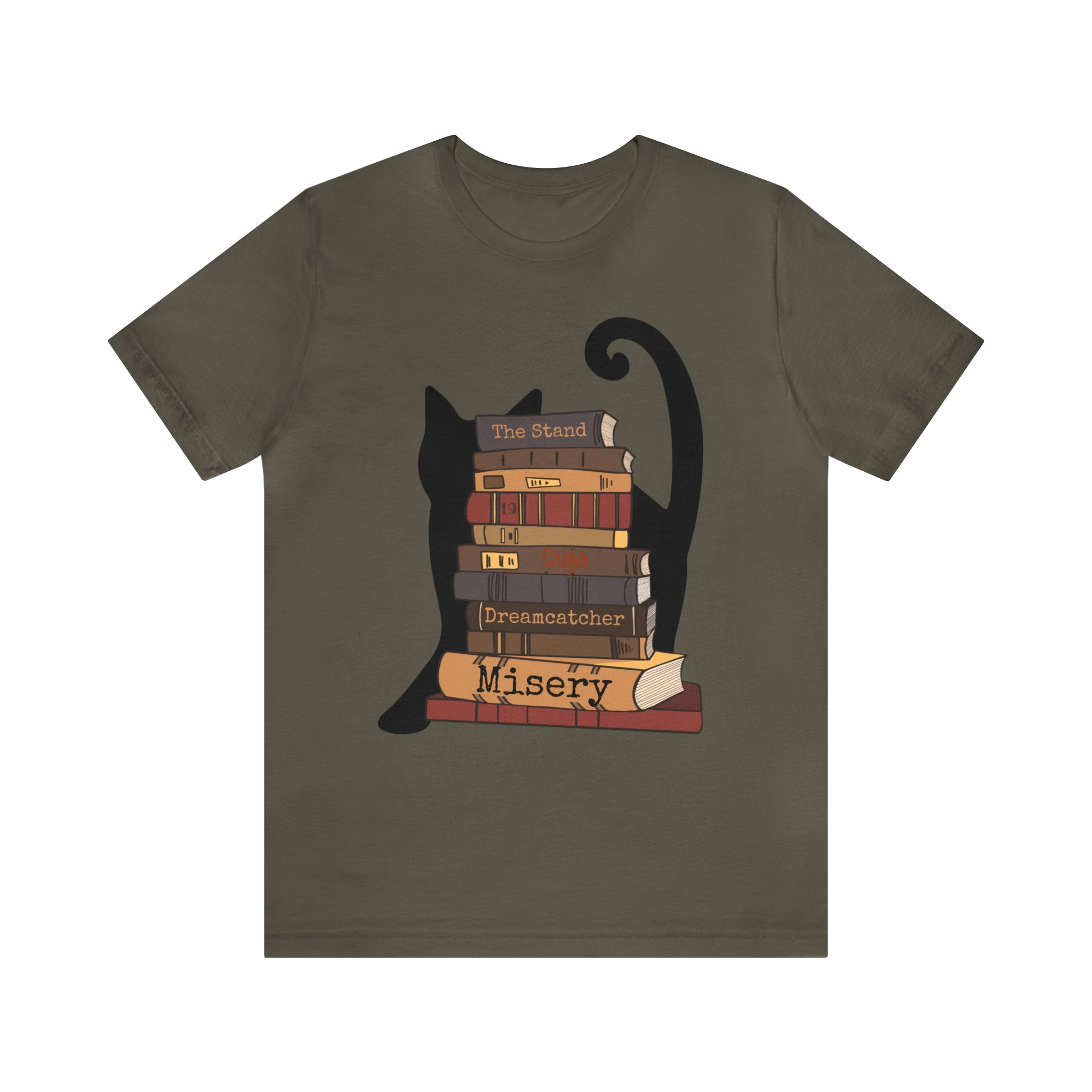 Bookish Cat Short Sleeve Tee, Stephen King Fan T Shirt, Constant Reader Gift For Cat Lover