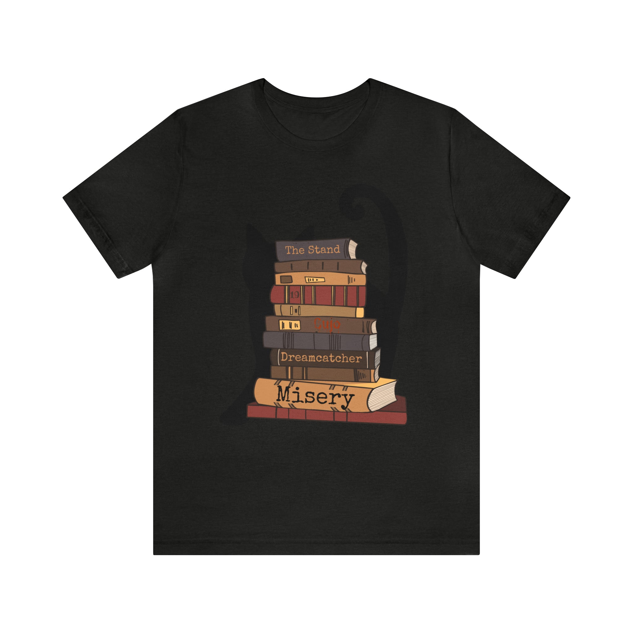 Bookish Cat Short Sleeve Tee, Stephen King Fan T Shirt, Constant Reader Gift For Cat Lover