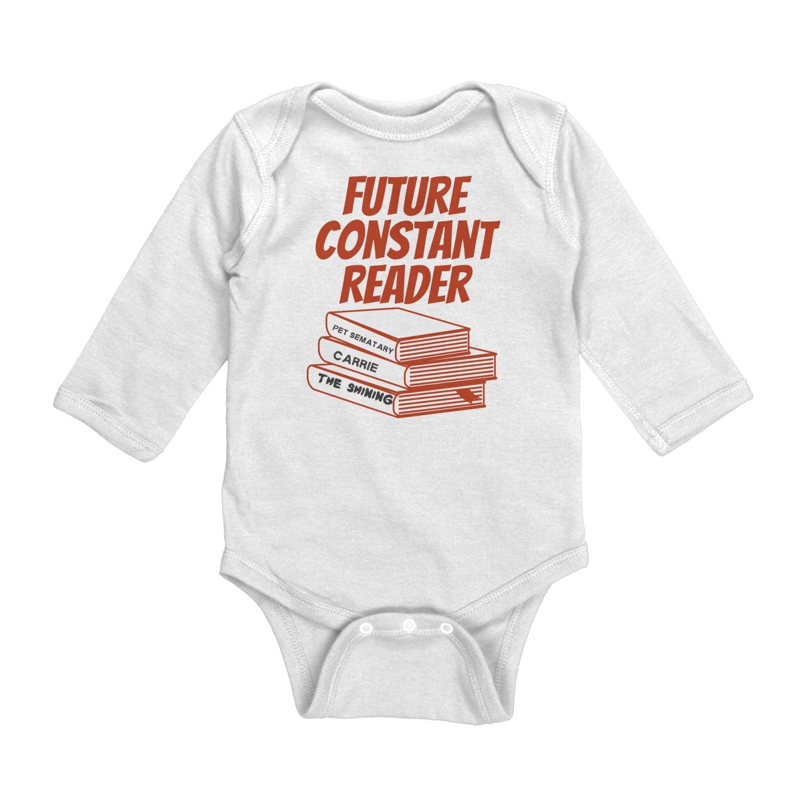 Future Constant Reader Long Sleeve Baby Bodysuit, Stephen King Fan BabyShower Gift - ConstantReaders