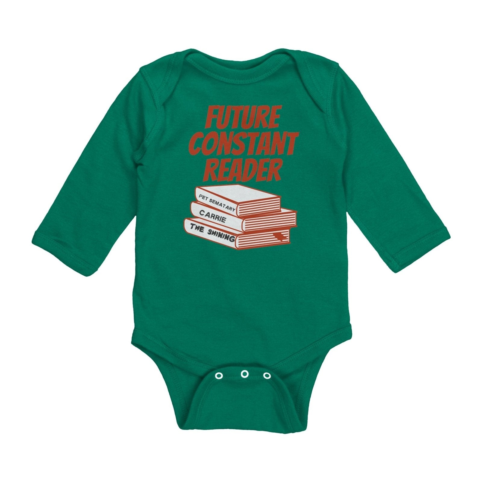 Future Constant Reader Long Sleeve Baby Bodysuit, Stephen King Fan BabyShower Gift - ConstantReaders