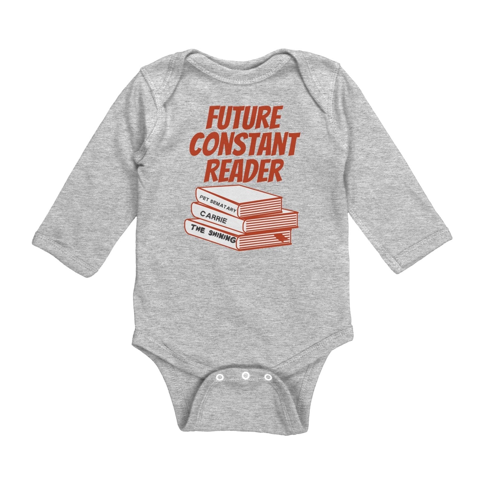 Future Constant Reader Long Sleeve Baby Bodysuit, Stephen King Fan BabyShower Gift - ConstantReaders